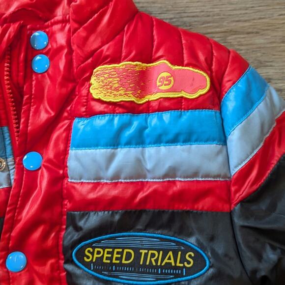 Disney Store Cars Lighting McQueen Racing Puffer Winter Coat Jacket Size 4 - Picture 5 of 10